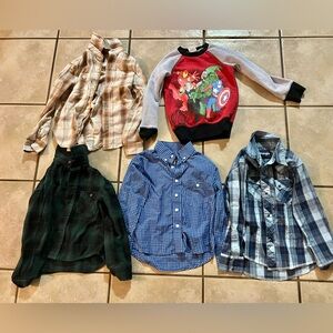 Wrangler Boys Small 5/6 Shirt Lot Western Cotton button Plaid marvel long sleeve